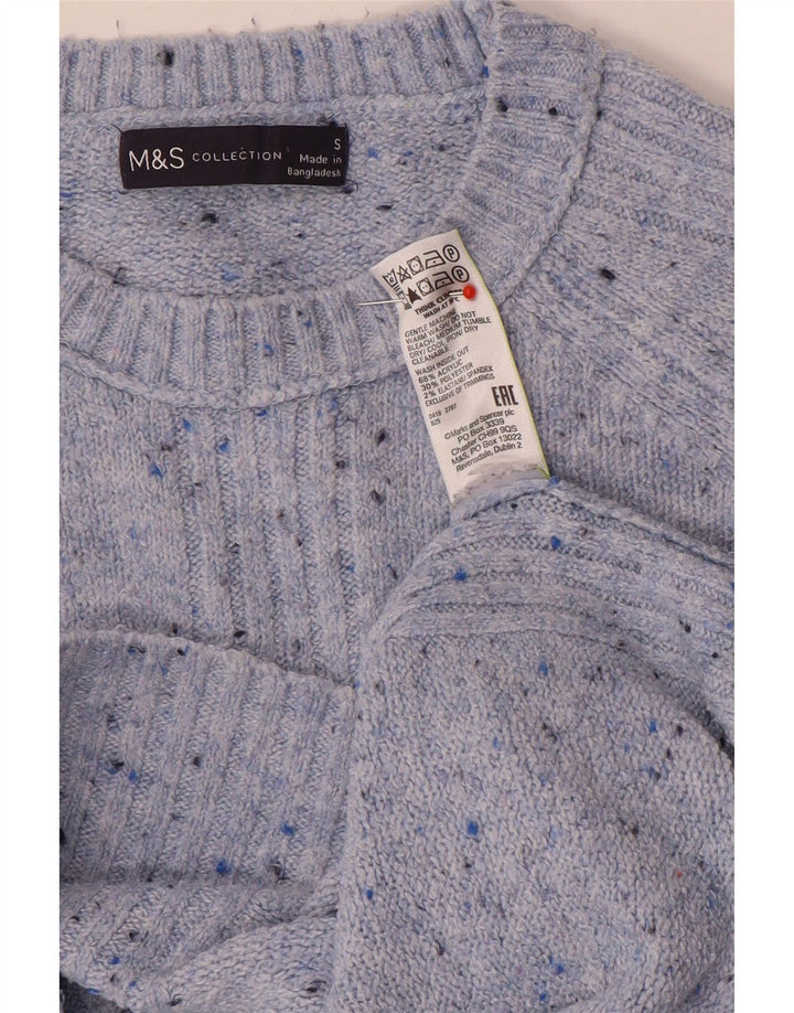 Marks & Spencer Damen-Pullover mit Rundhalsausschnitt, Gr. 10, Größe S, Blau meliert