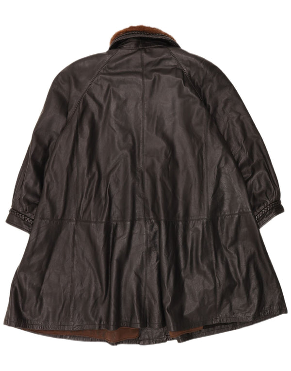 Vincent Damen Ledermantel IT 40 Small Schwarz