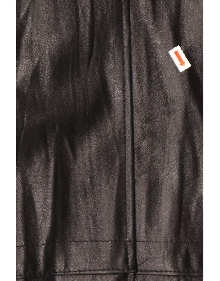 VINTAGE Herren-Ledermantel mit lockerer Passform, UK 38, mittleres schwarzes Leder