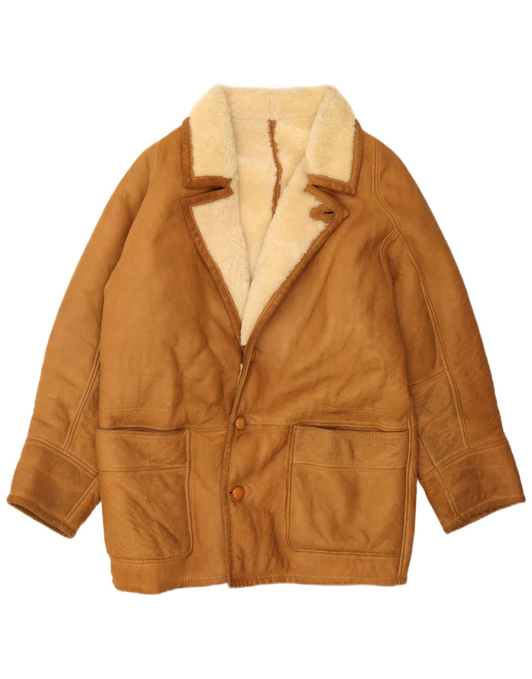Vintage Herren Shearling Jacke UK 40 Großes braunes Leder