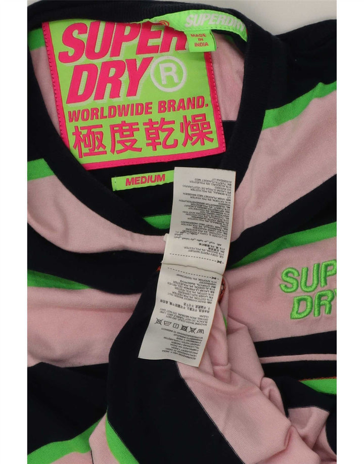 Superdry Herren T-Shirt-Oberteil aus mittelrosa gestreifter Baumwolle