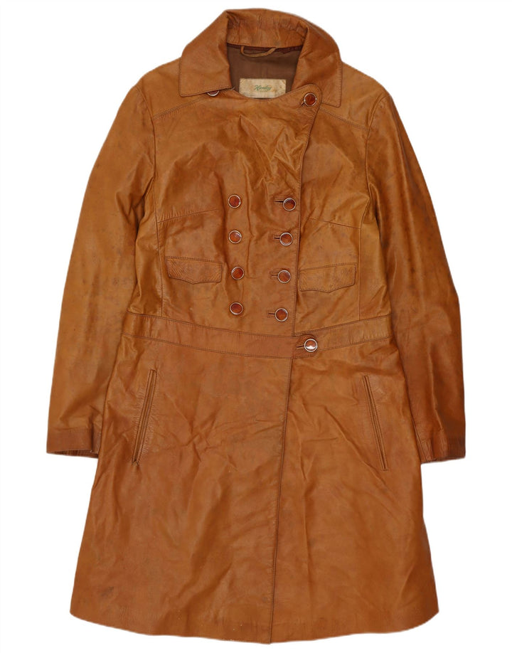 Vintage Damen Ledermantel UK 10 Klein Braun