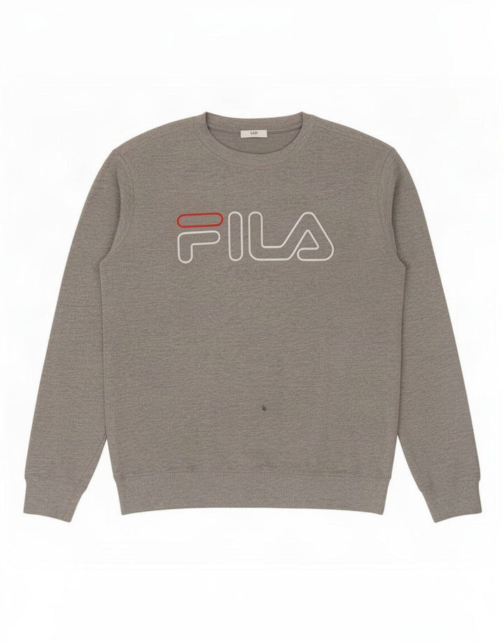 Fila Herren Grafik-Sweatshirt-Pullover aus mittelgrauer Baumwolle