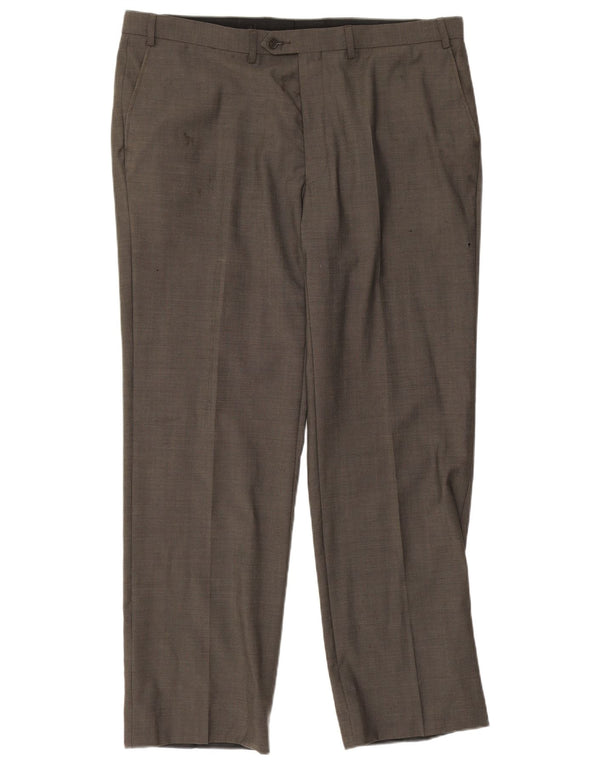 Gerade Herren-Anzughose von Marks & Spencer, W40, L30, grüne Wolle