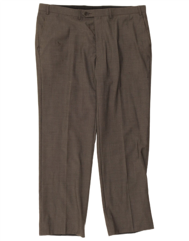Gerade Herren-Anzughose von Marks & Spencer, W40, L30, grüne Wolle