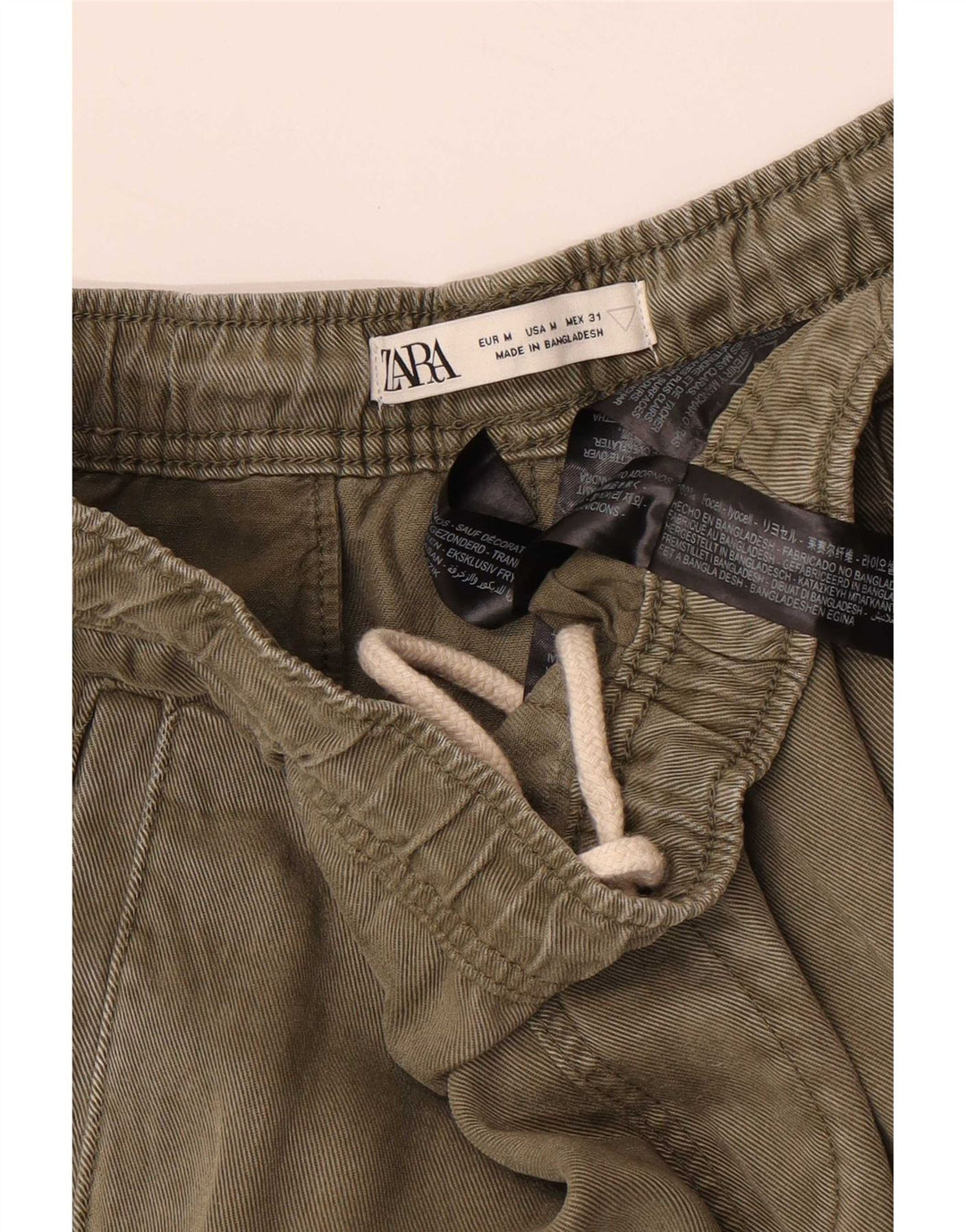 Zara Herren Jogger Cargo Hose Medium W31 L26 Khaki Lyocell