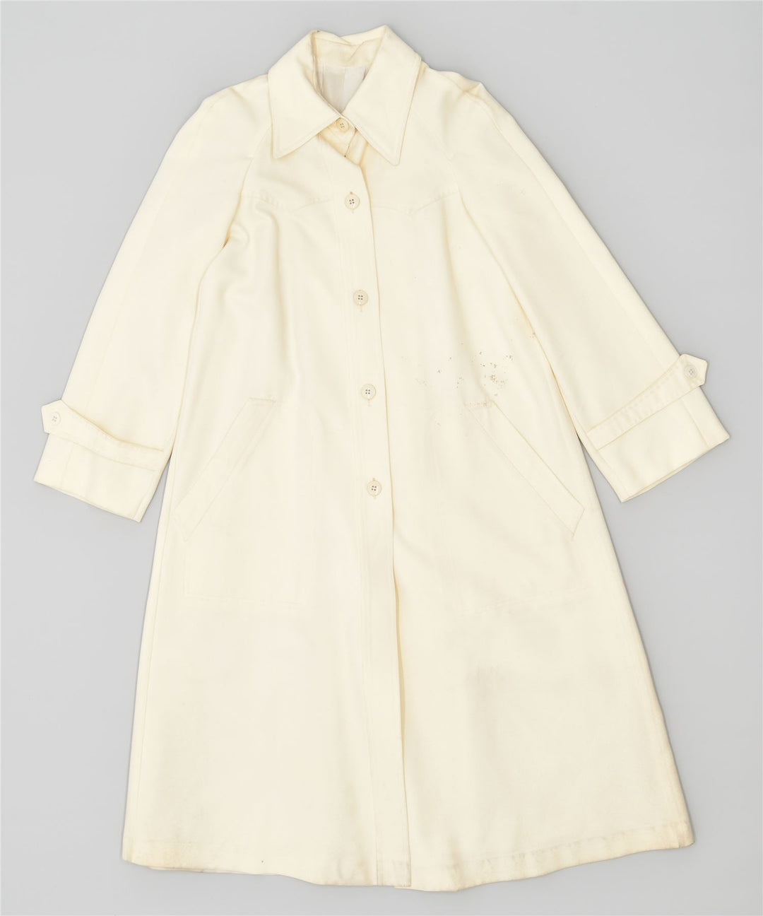 VINTAGE Damen Mantel UK 4 XS Off White