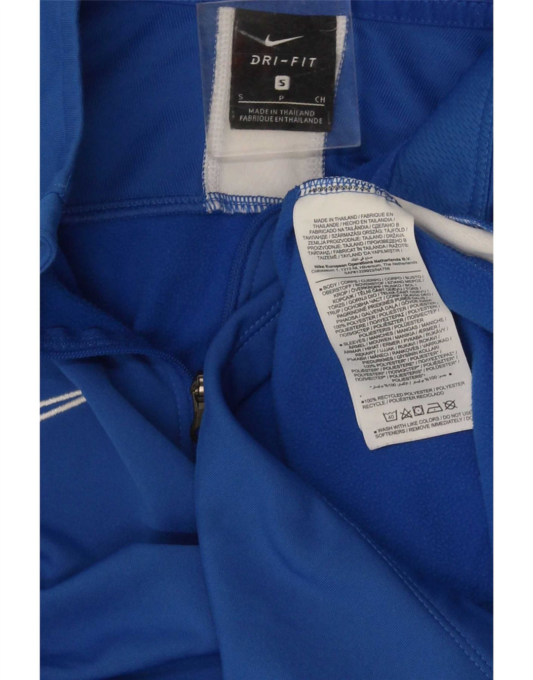 Nike Herren-Pullover-Trainingsanzugoberteil mit Reißverschluss und Halsausschnitt, klein, blaues Farbblock-Polyester
