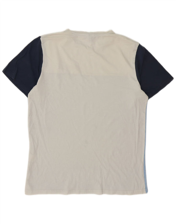 Ellesse Herren-T-Shirt-Oberteil aus mittelweißer Colourblock-Baumwolle