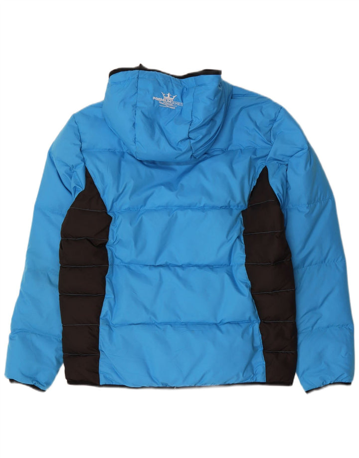 Wedze wattierte Herrenjacke mit Kapuze, UK 40, Größe L, blau, Colourblock-Polyester