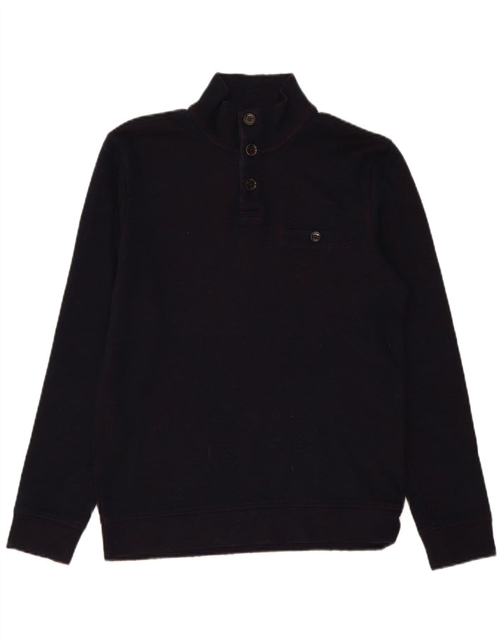 Ted Baker Herren-Pullover mit Knopfkragen, Größe 2, klein, Marineblau, modern