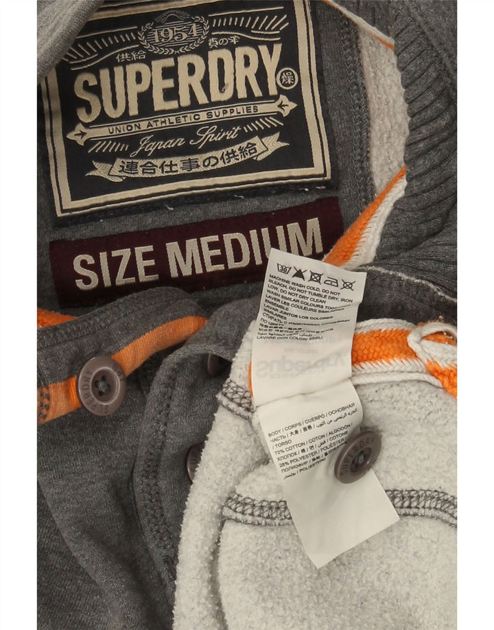 Superdry Herren-Sweatshirt mit Knopfkragen aus mittelgrauer Baumwolle