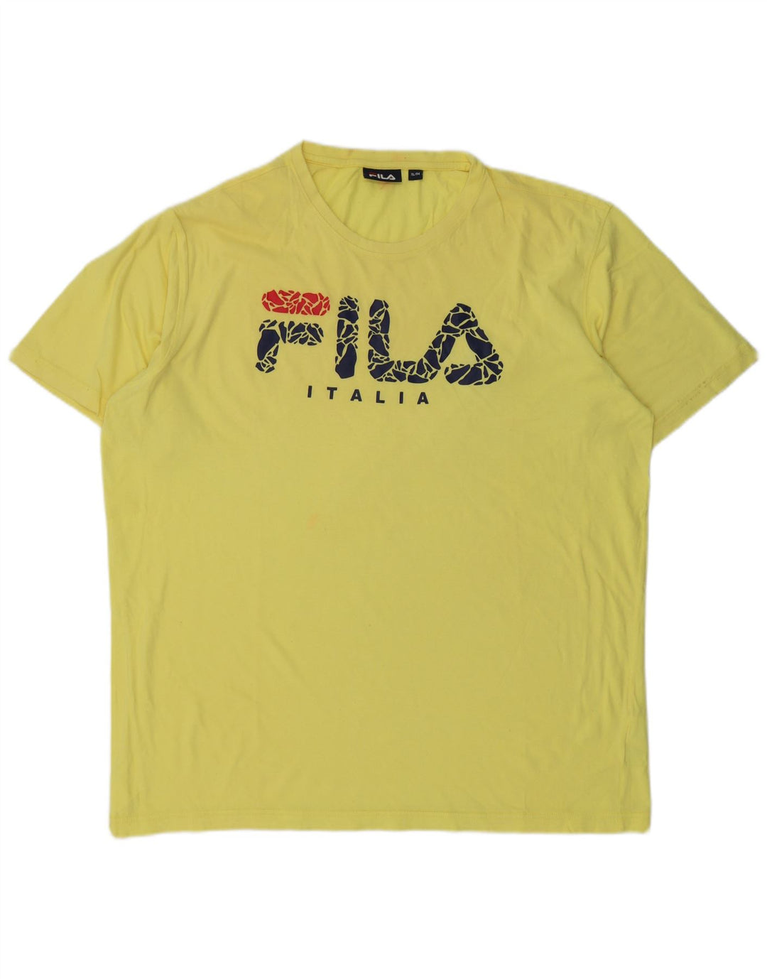 FILA Herren Grafik T-Shirt Top XL Gelb Baumwolle