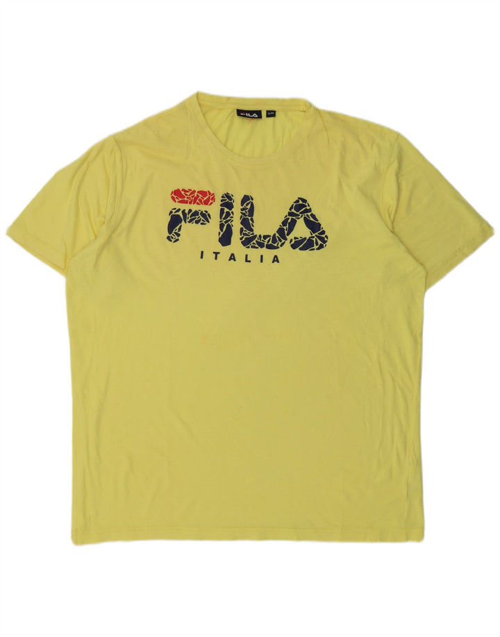 FILA Herren Grafik T-Shirt Top XL Gelb Baumwolle
