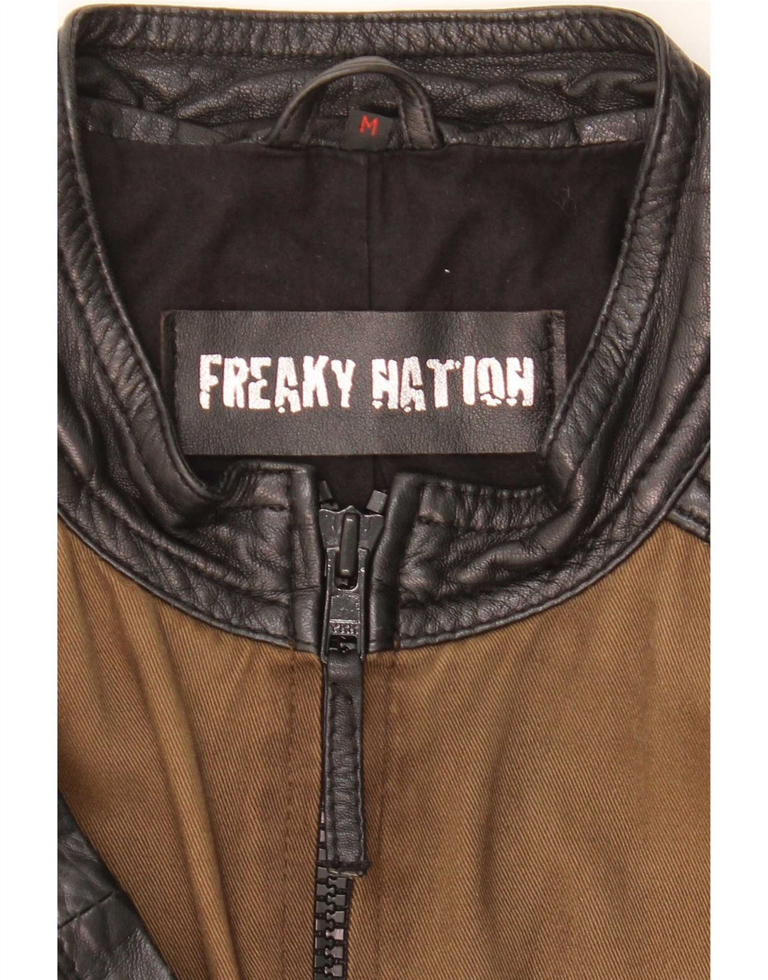 Freaky Nation Herren-Racer-Jacke, UK 38, mittelbraun, Farbblock