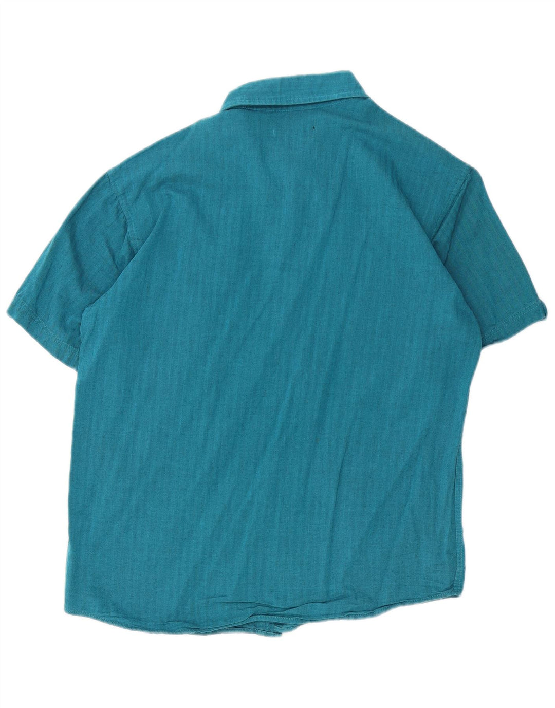 Quiksilver Herren-Kurzarmhemd, groß, blaue Fischgrätenmuster-Baumwolle