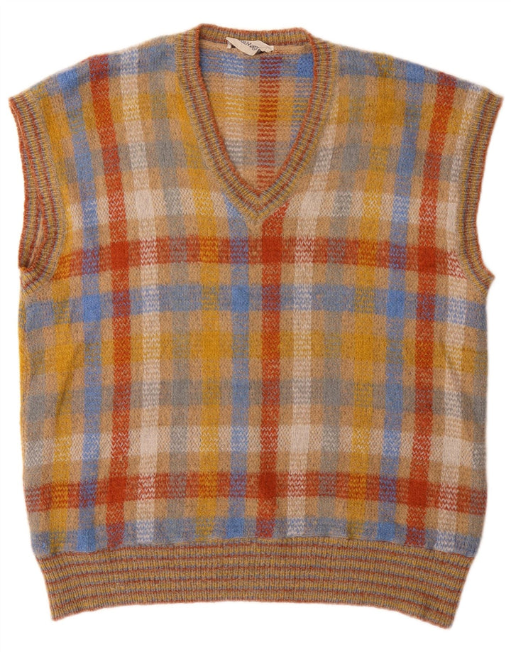 Vintage Herren Weste Tank Top Groß Mehrfarbig Kariert