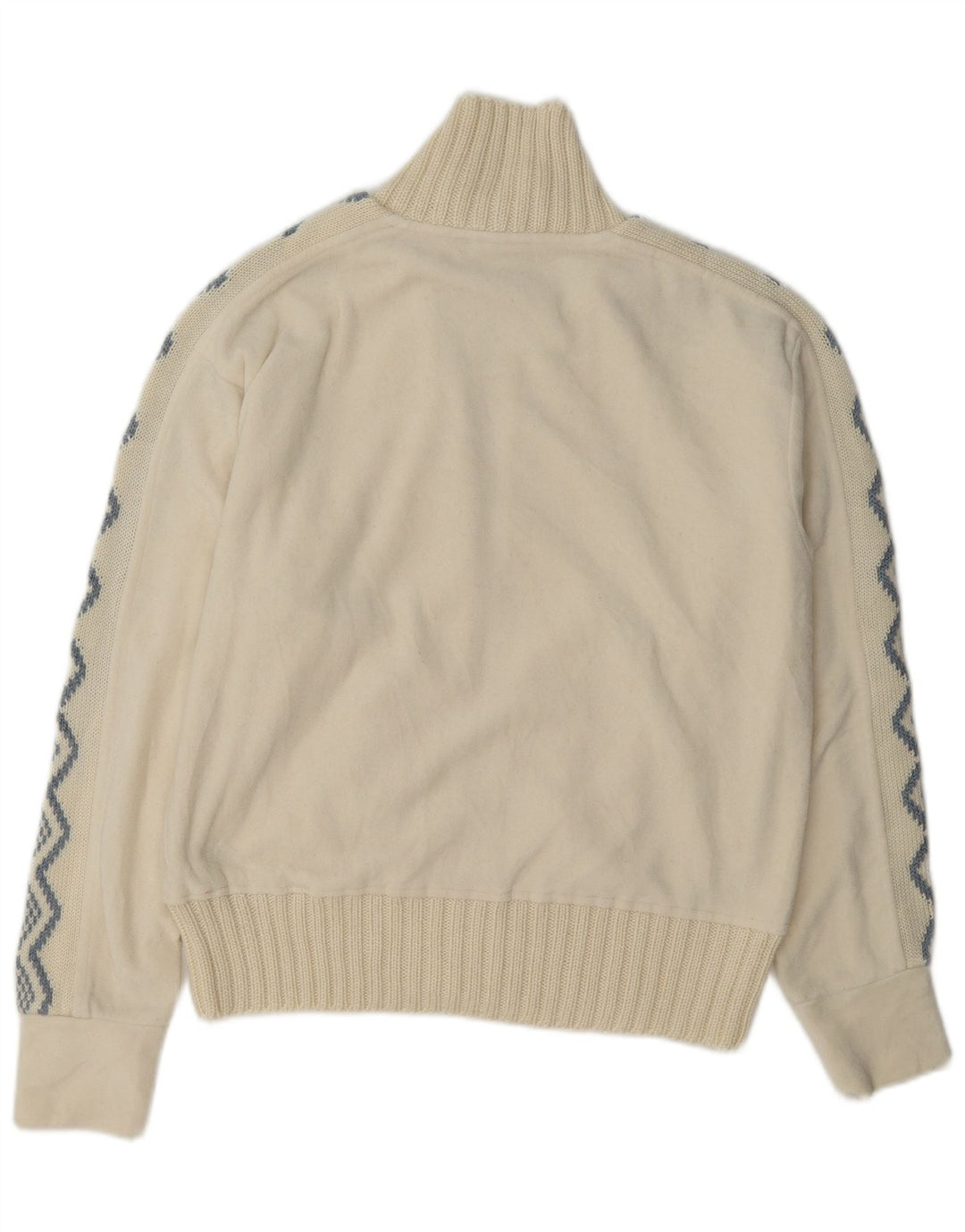 Vintage Damen Fleecejacke UK 14 Large Off White Geometrisches Polyester