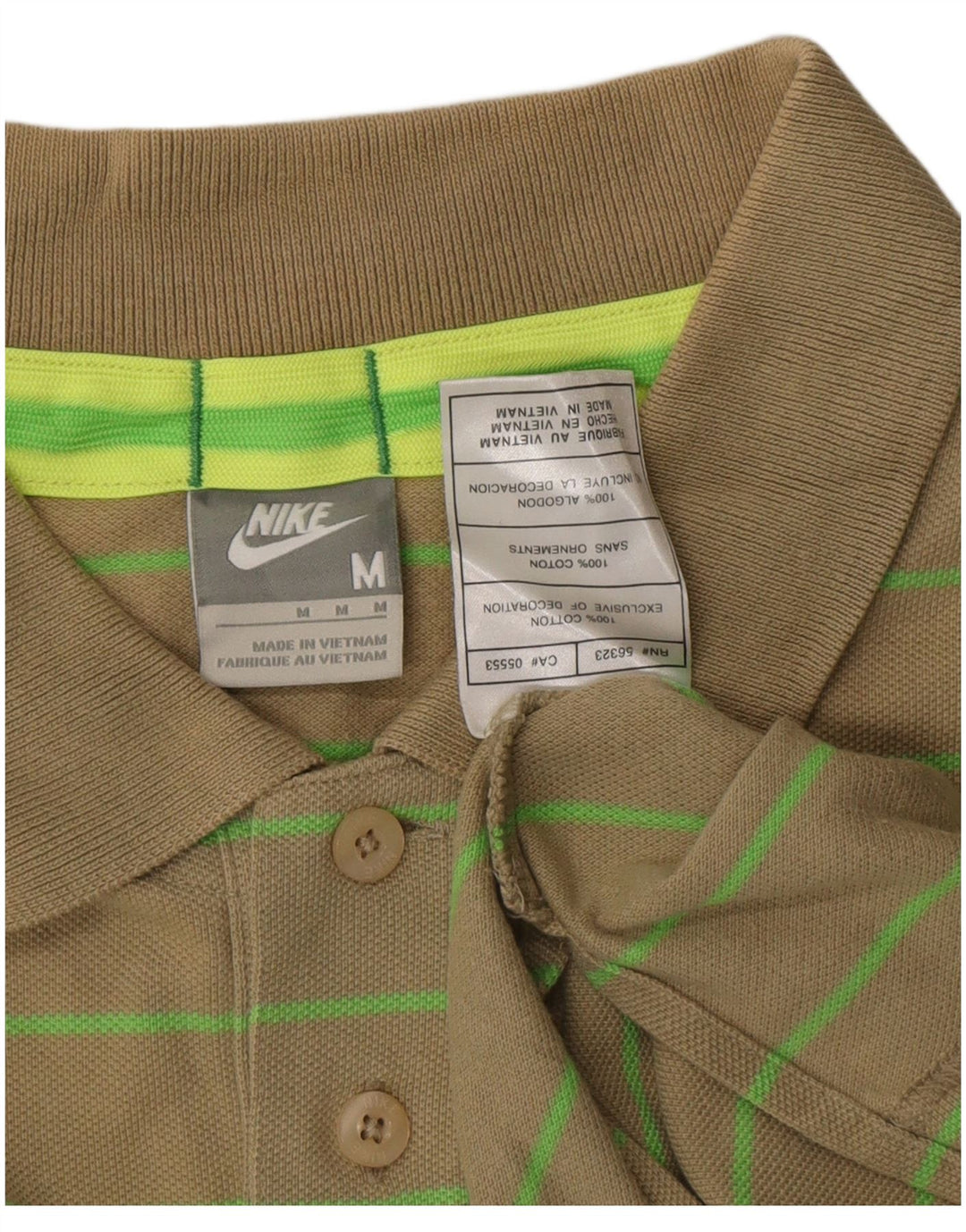 Nike Herren-Poloshirt, mittelgroße Khaki-gestreifte Baumwolle