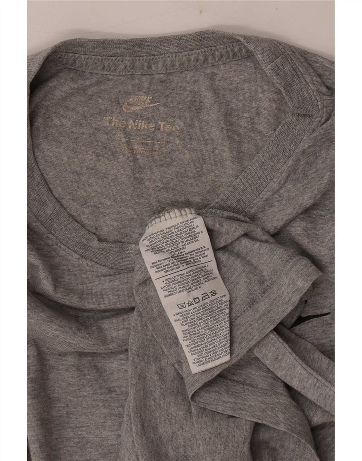 Nike Herren-T-Shirt-Oberteil aus mittelgrau gefleckter Baumwolle