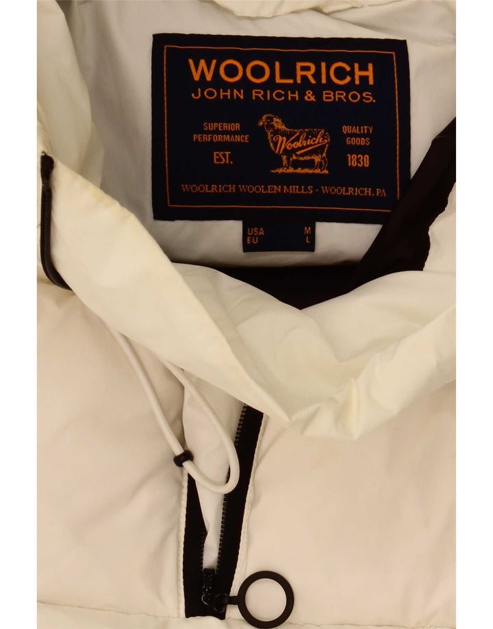 Woolrich Herren-Anorak mit Kapuze, gepolstert, Größe 40, Weiß