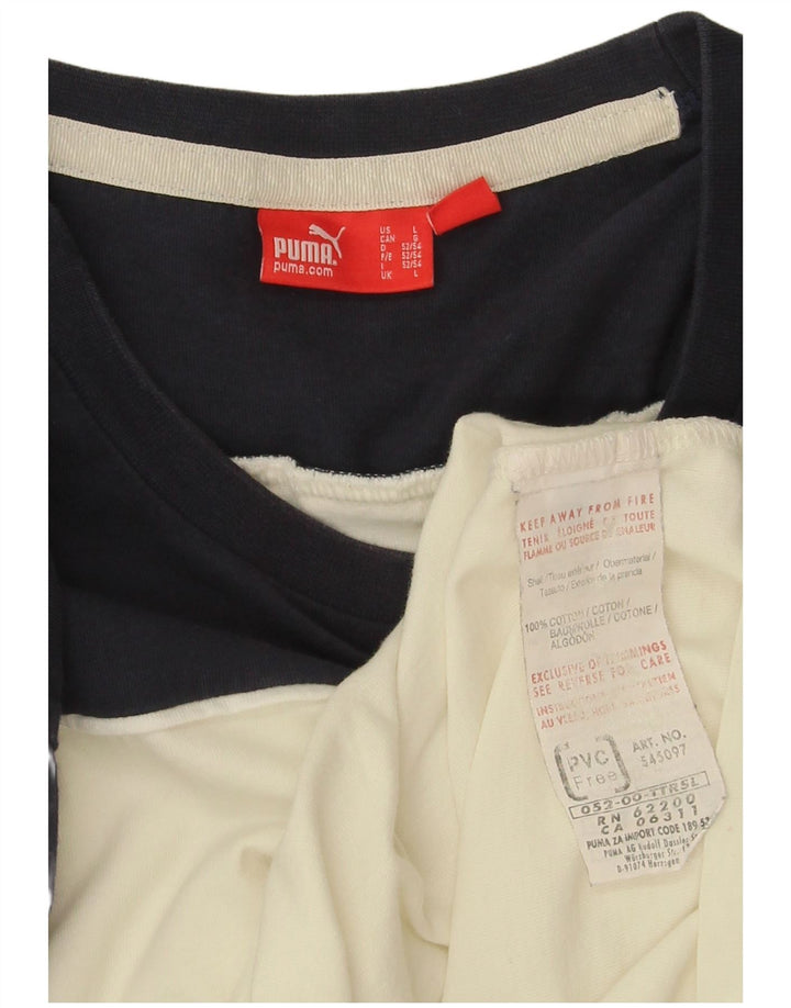 Puma Herren-Oberteil, langärmelig, groß, gebrochenes Weiß, Colourblock-Baumwolle