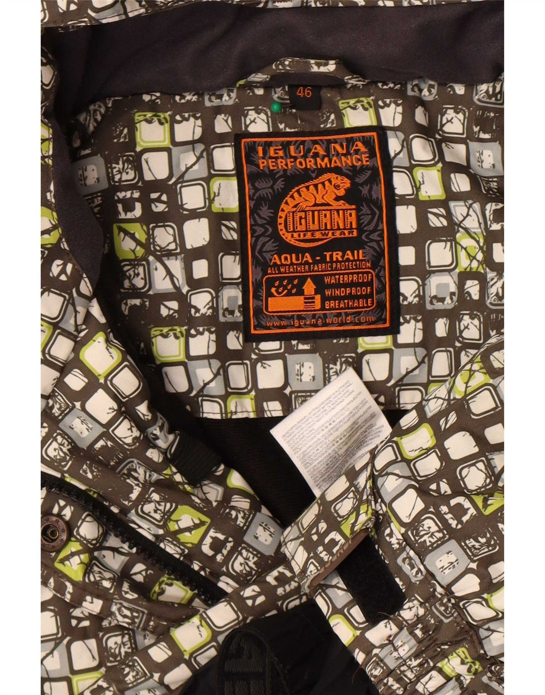 Iguana Damen-Windbreakerjacke mit Kapuze, EU 46, XL, mehrfarbig, geometrisch