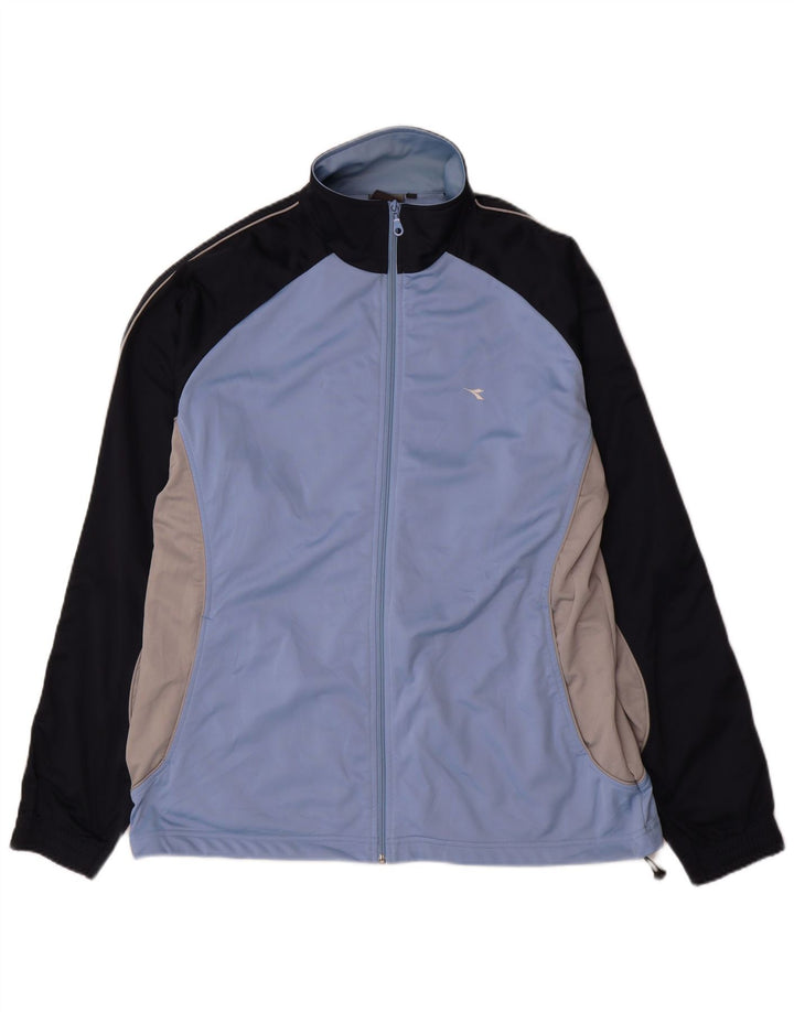 Diadora Herren-Trainingsanzug-Oberteil, Jacke, 2XL, blaues Farbblock-Polyester