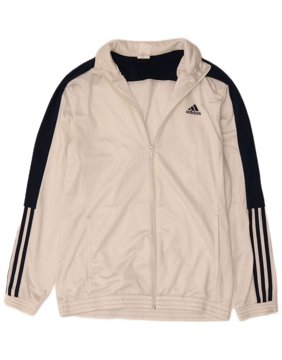Adidas Herren-Trainingsanzugoberteil, UK-Größe 44/46, großes weißes Colourblock-Polyester