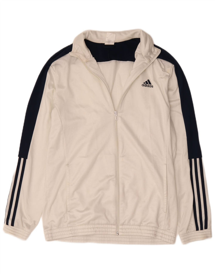 Adidas Herren-Trainingsanzugoberteil, UK-Größe 44/46, großes weißes Colourblock-Polyester
