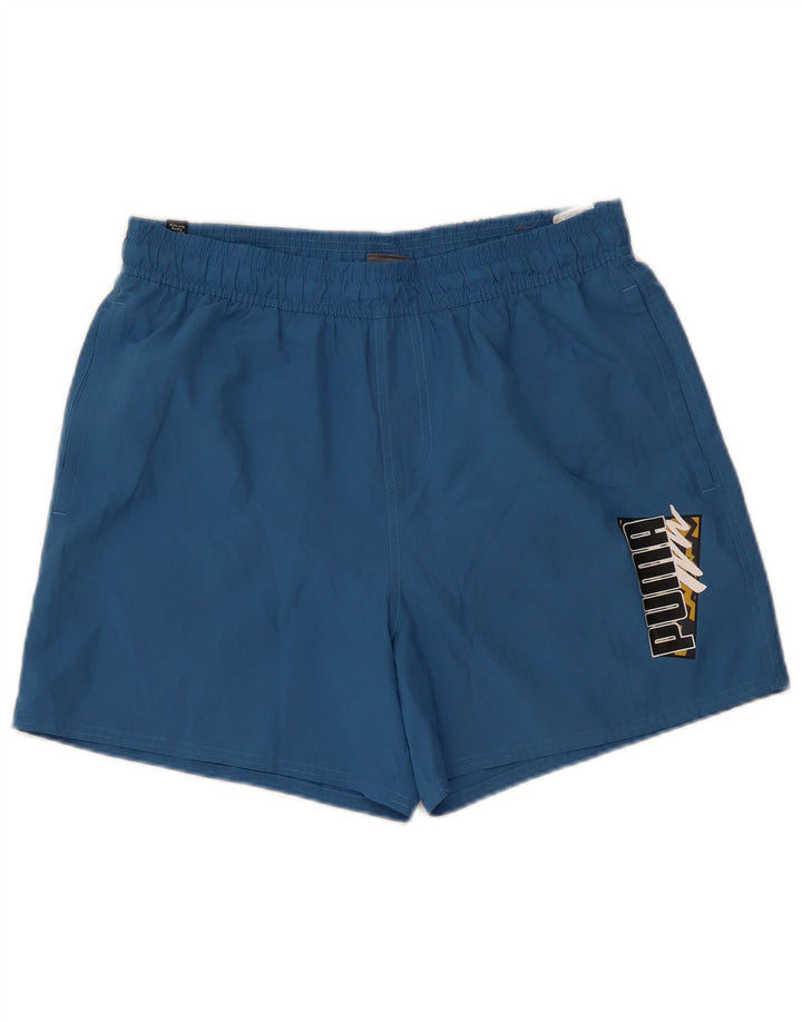 Puma Herren Badeshorts mit Grafik, Größe L, Blau, Polyester