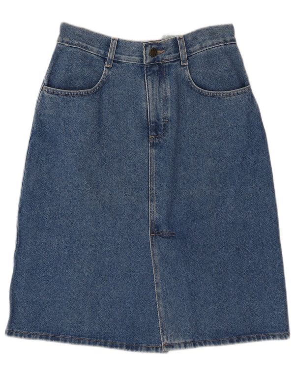 VINTAGE Damen Jeansrock IT 42 Medium W28 Blaue Baumwolle