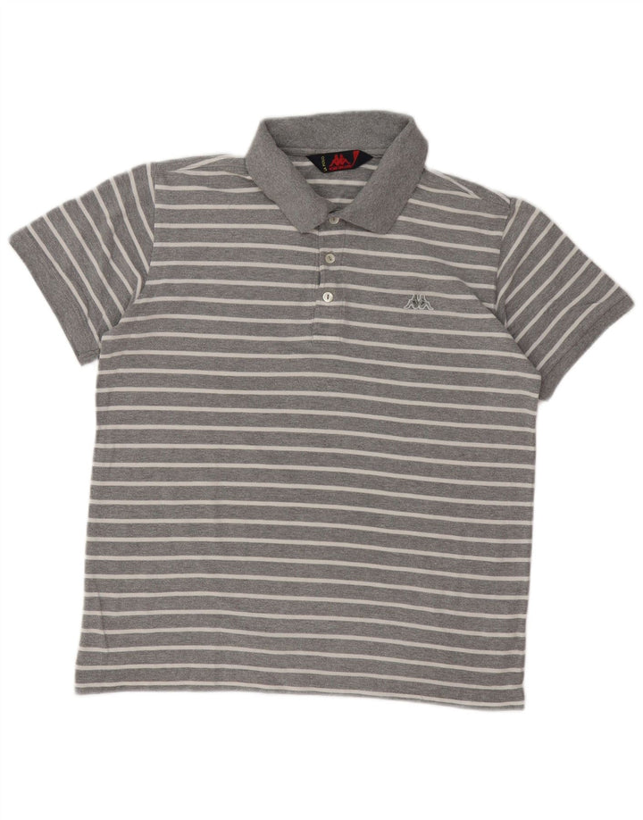 Kappa Herren-Poloshirt aus mittelgrauer, gestreifter Baumwolle