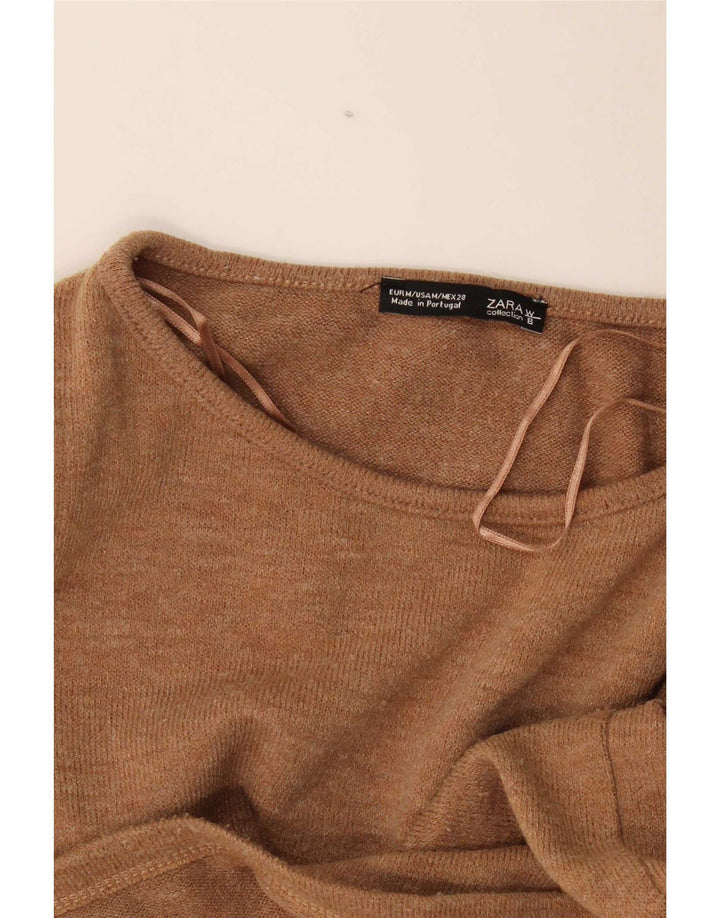 Schulterfreies Blusenoberteil für Damen von Zara, UK 14, Mittelbeige meliert