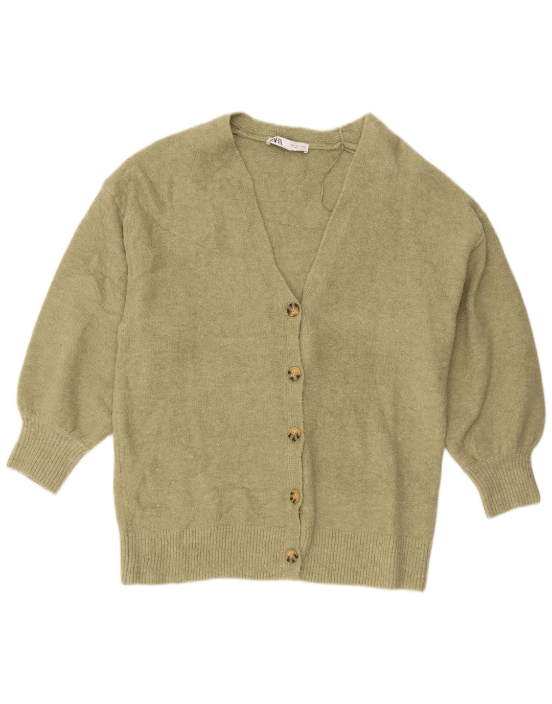Zara Damen-Strickjacke in Übergröße, Gr. 10, Small, Khaki, Acryl