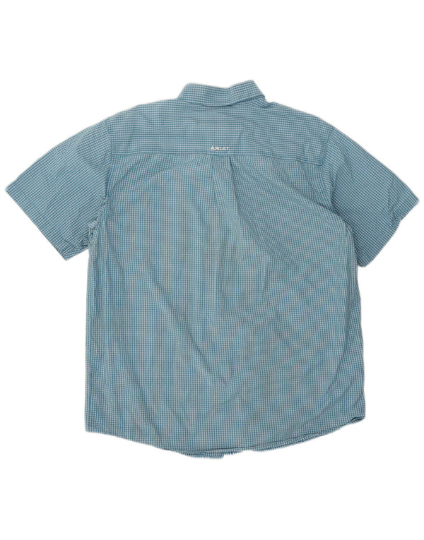 Ariat Mens Short Sleeve Shirt Large Blue Gingham