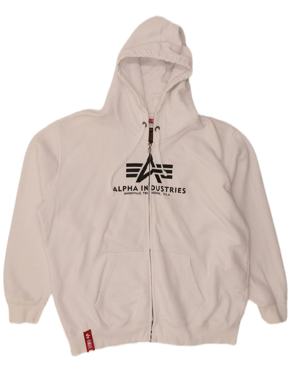 ALPHA INDUSTRIES Herren-Kapuzenpullover mit grafischem Reißverschluss, 4XL, weiße Baumwolle