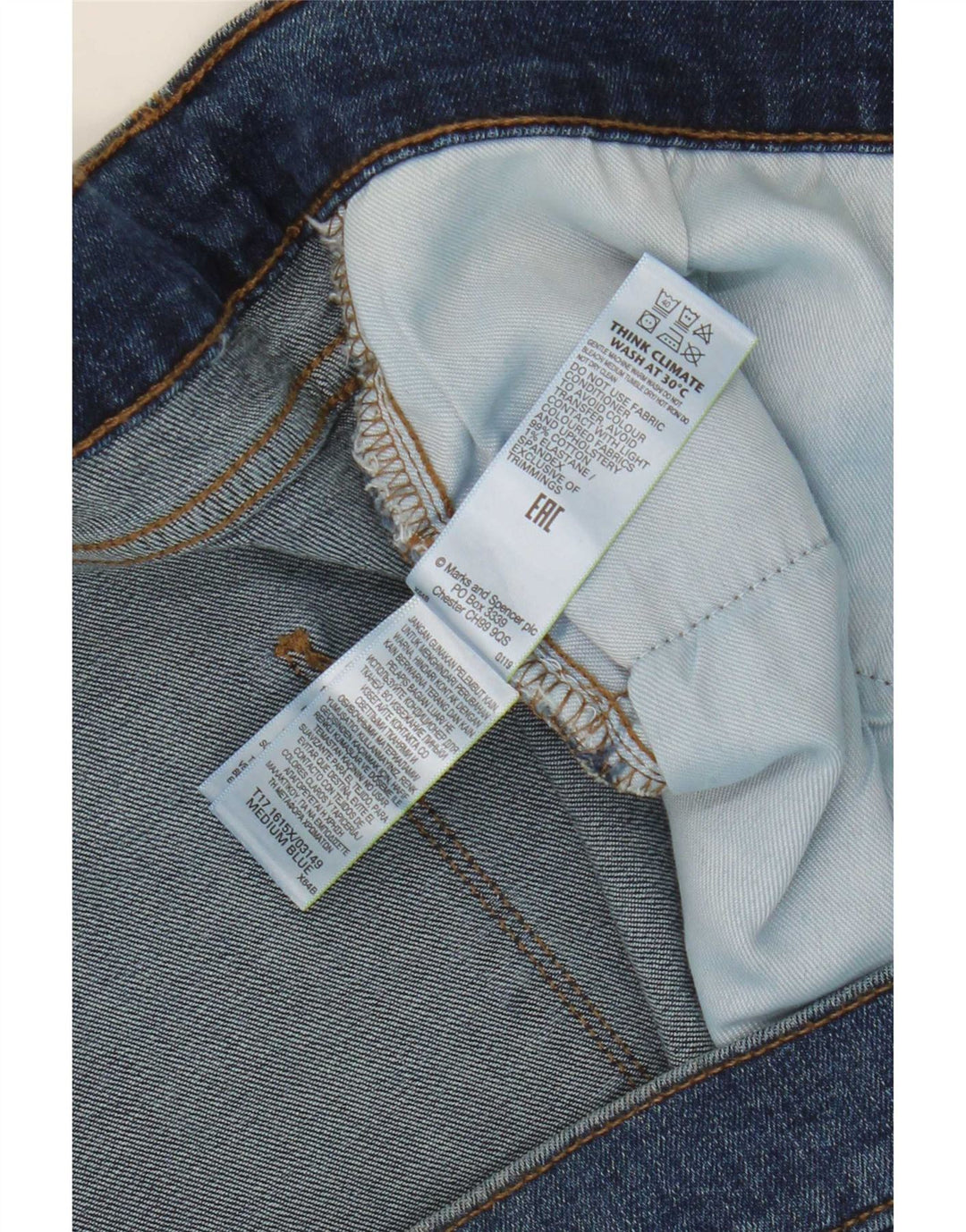 Marks & Spencer Herren Straight Jeans W50 L29 Blaue Baumwolle