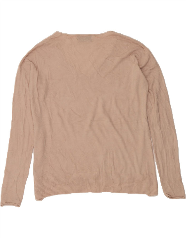 MOSSIMO Womens V-Neck Jumper Sweater UK 14 Medium Beige Nylon Vintage Mossimo and Second-Hand Mossimo from Messina Hembry 