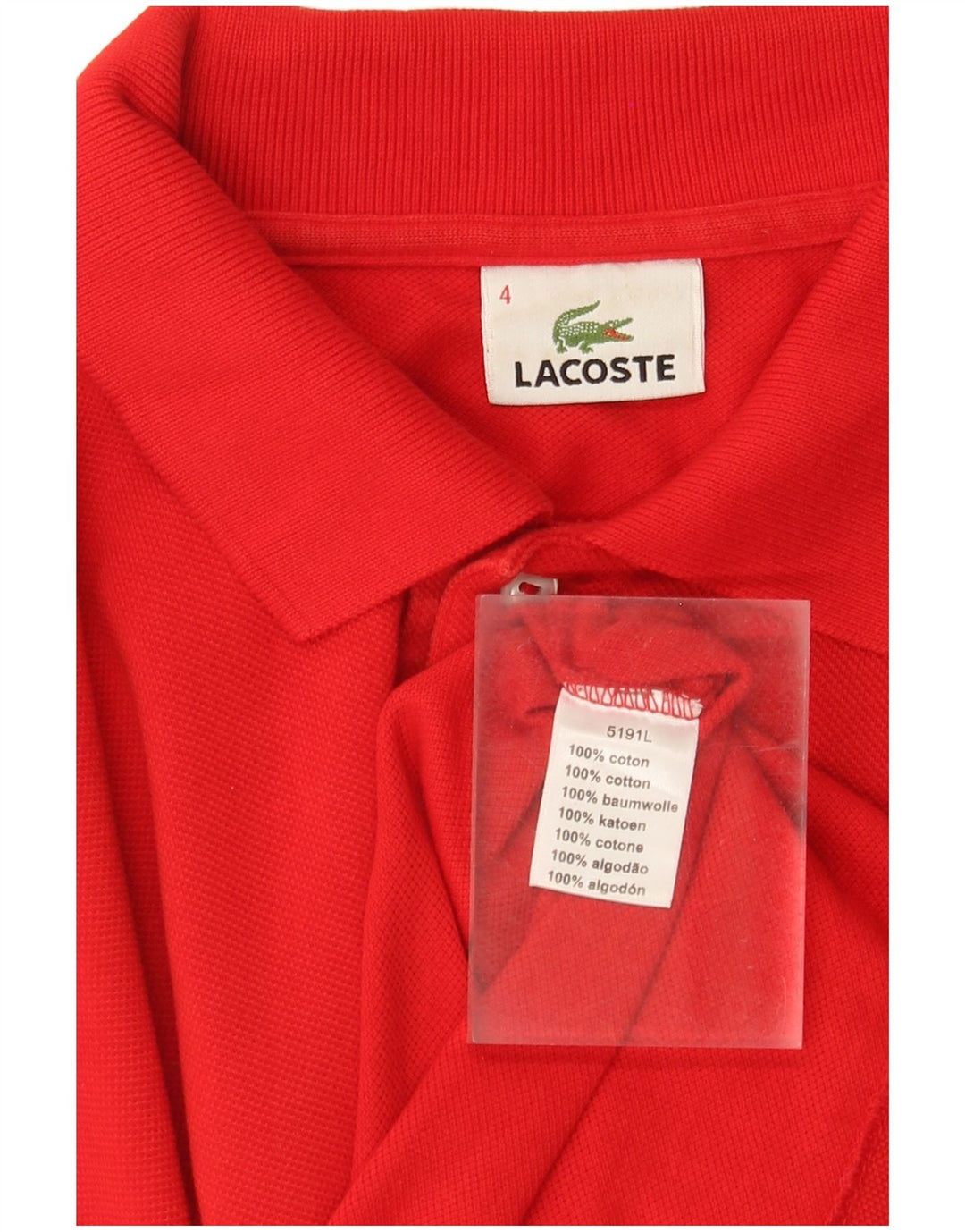 Lacoste Herren-Poloshirt, Größe 4, mittelrote Baumwolle