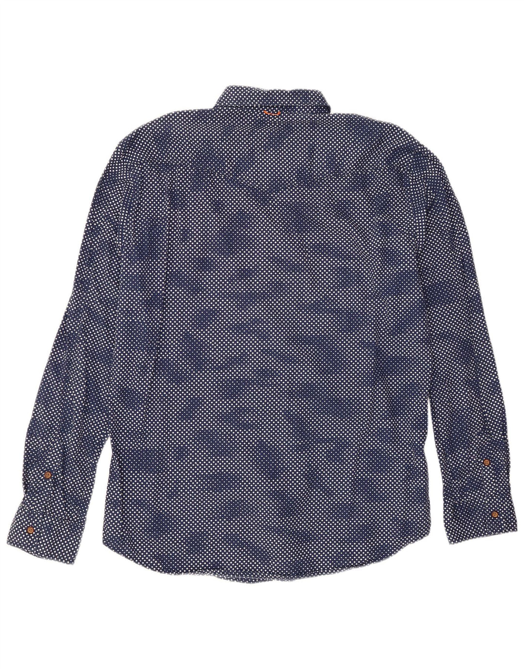Hugo Boss Herrenhemd XL Marineblau mit geometrischem Muster aus Baumwolle