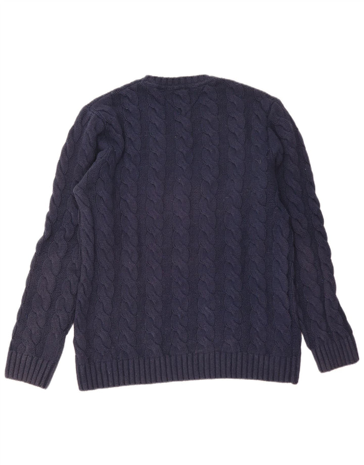 Tommy Hilfiger Herren-Pullover mit Rundhalsausschnitt, mittlere marineblaue Baumwolle