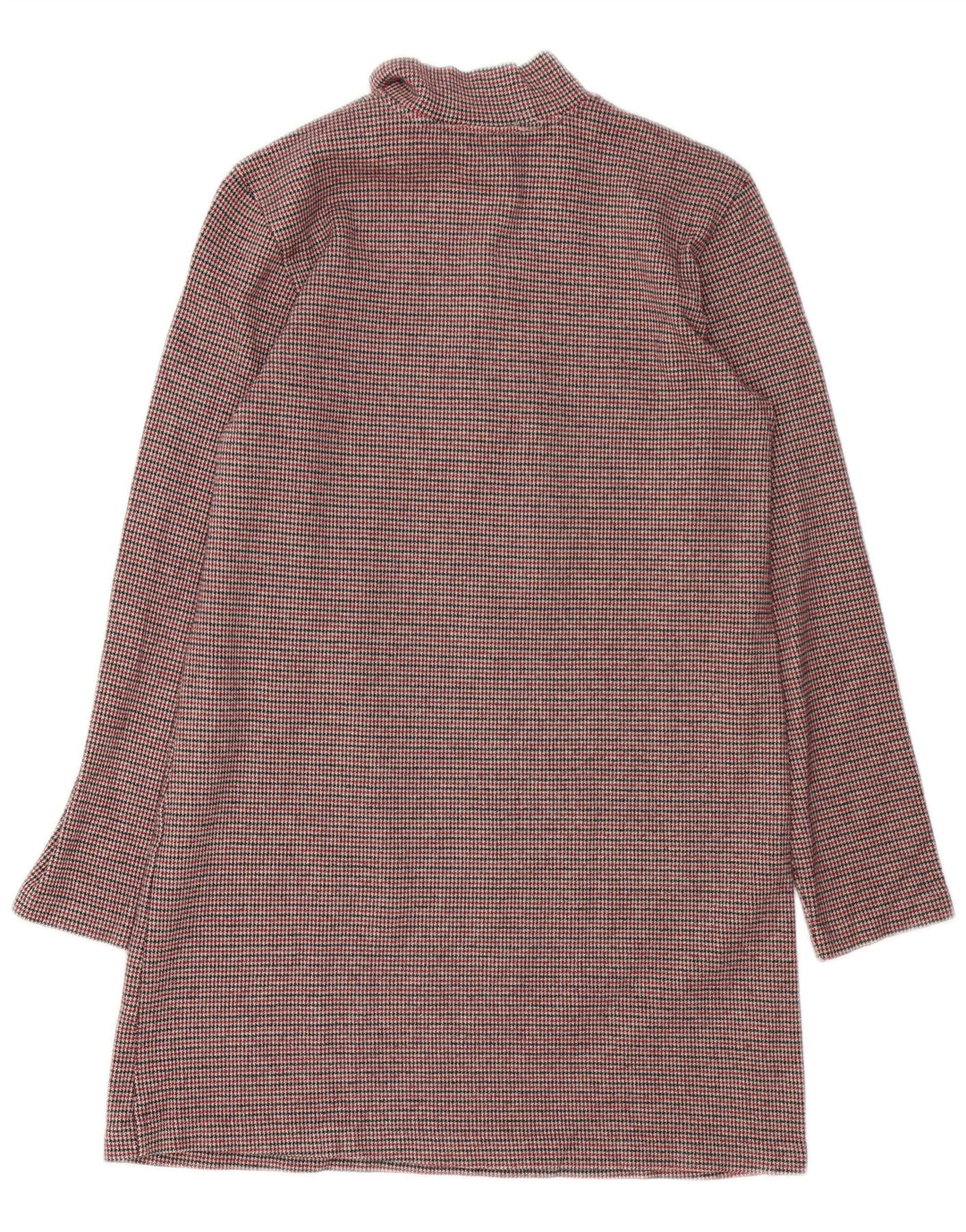 Zara Damen Langarm-Etuikleid UK 12 Mittelbraun mit Hahnentrittmuster