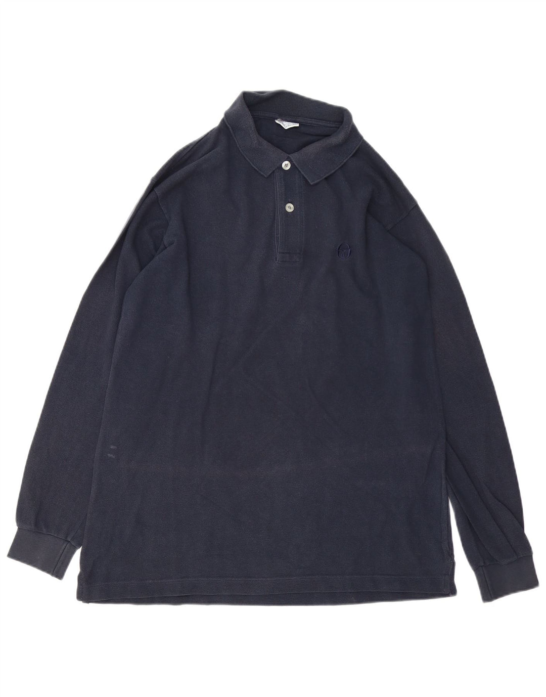 Sergio Tacchini Herren-Langarm-Poloshirt aus mittelblauer Baumwolle