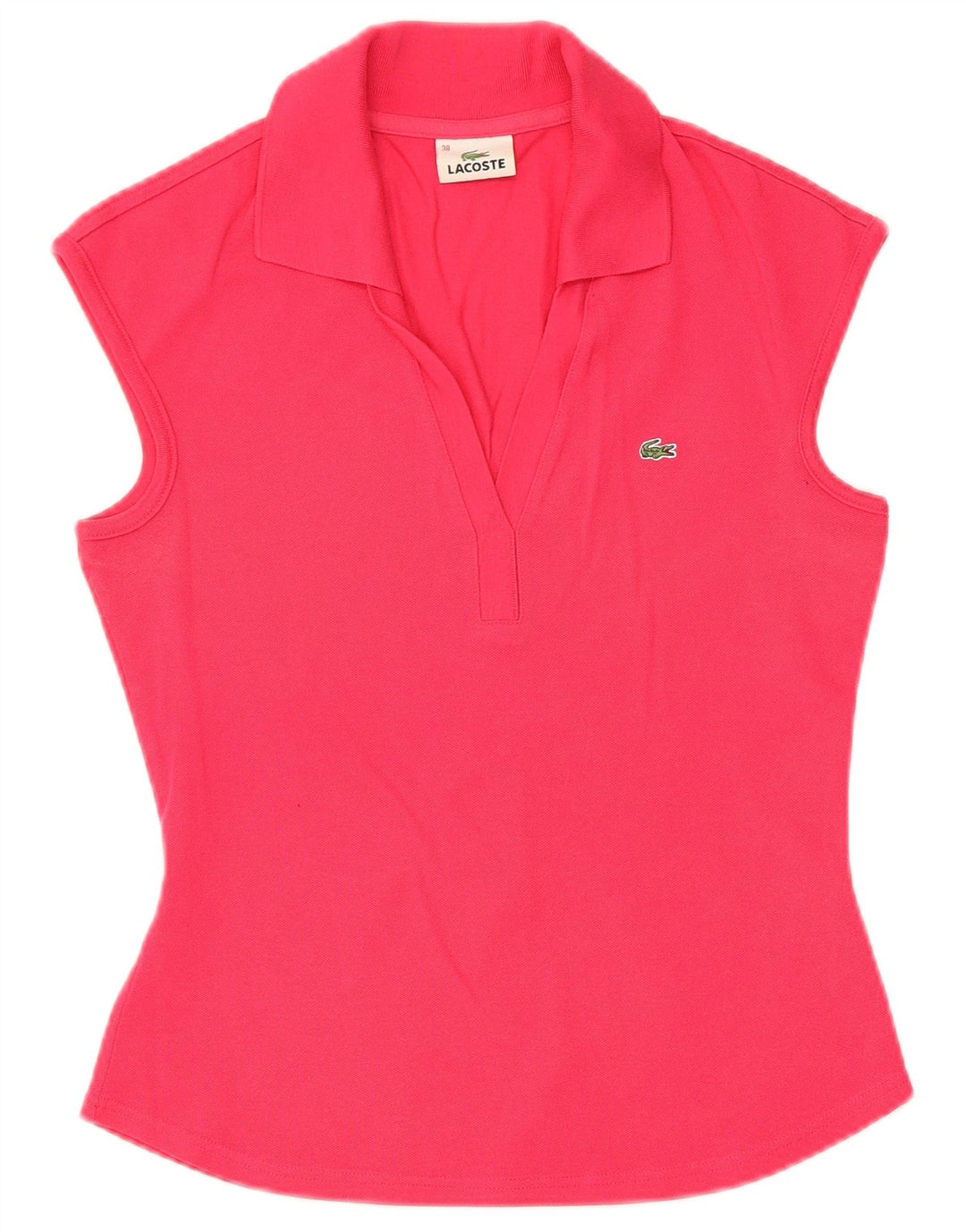 Ärmelloses Lacoste-Poloshirt für Damen, Größe 38, mittelrosa, Baumwolle