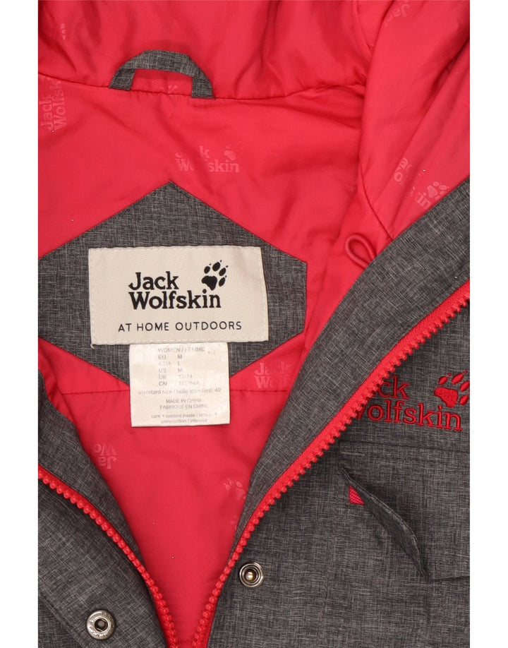 JACK WOLFSKIN Womens Hooded Windbreaker Jacket UK 12/14 Medium Grey Vintage Jack Wolfskin and Second-Hand Jack Wolfskin from Messina Hembry 