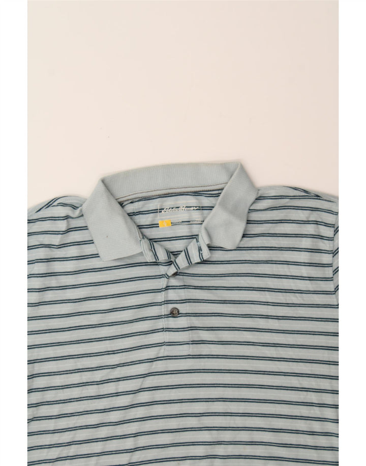 EDDIE BAUER Mens Polo Shirt Large Blue Striped Cotton Vintage Eddie Bauer and Second-Hand Eddie Bauer from Messina Hembry 