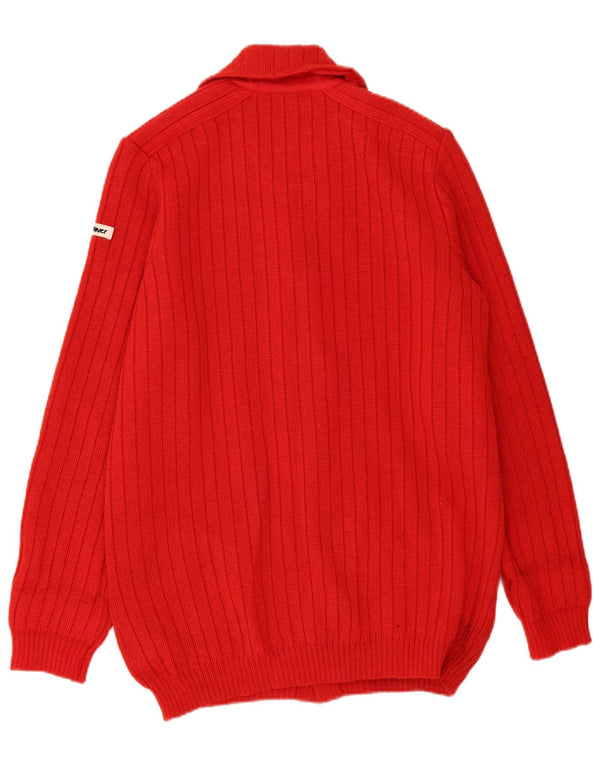 Vintage Herren Cardigan Pullover UK 46 XL Rote Wolle