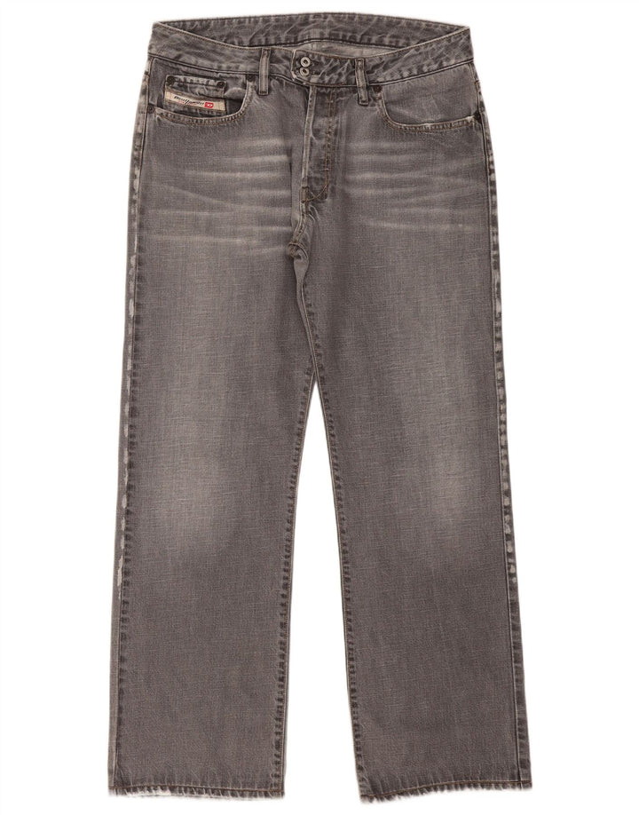 Diesel Damen Straight Jeans W34 L31 Graue Baumwolle