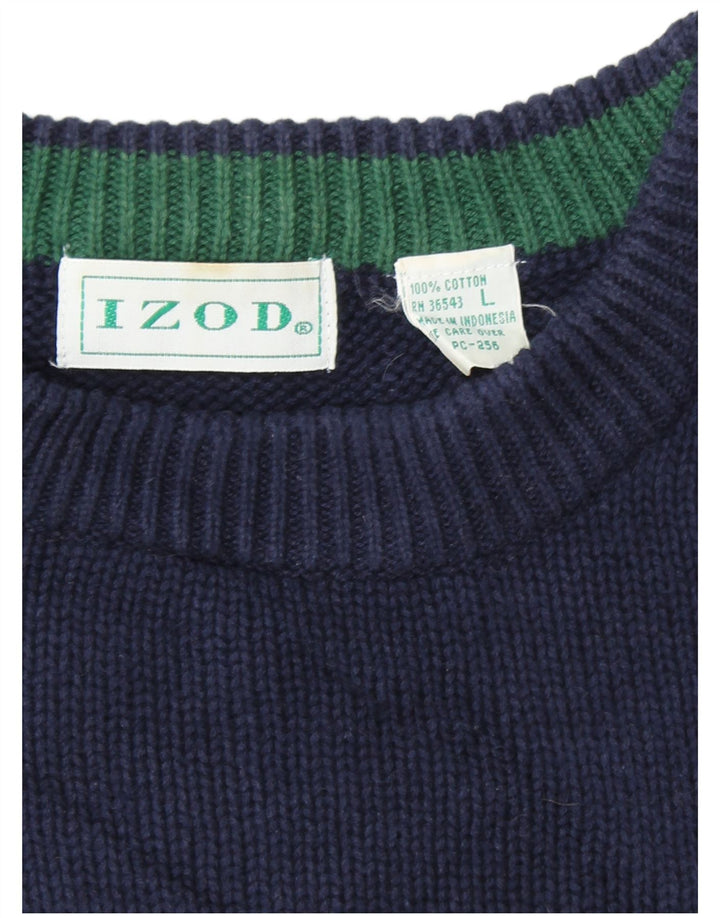 IZOD Herren-Pullover mit Rundhalsausschnitt, groß, marineblau, Colourblock-Baumwolle